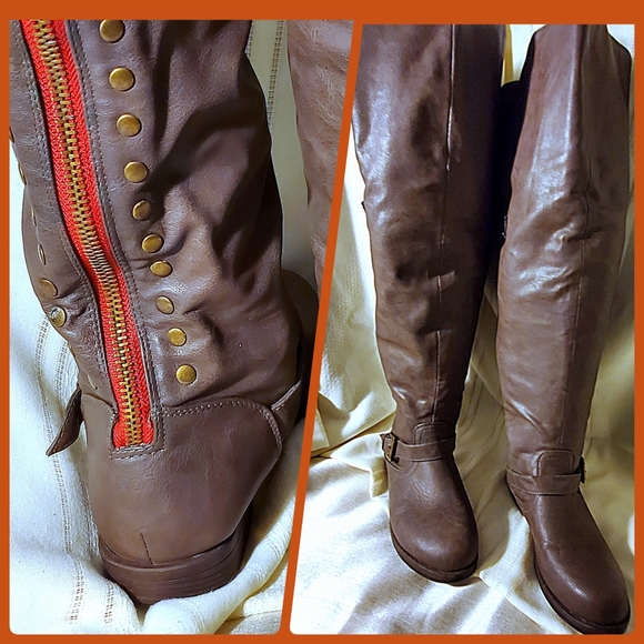 Tall Journee Collection Kane Studded Brown Women’s Boot - Picture 6 of 10